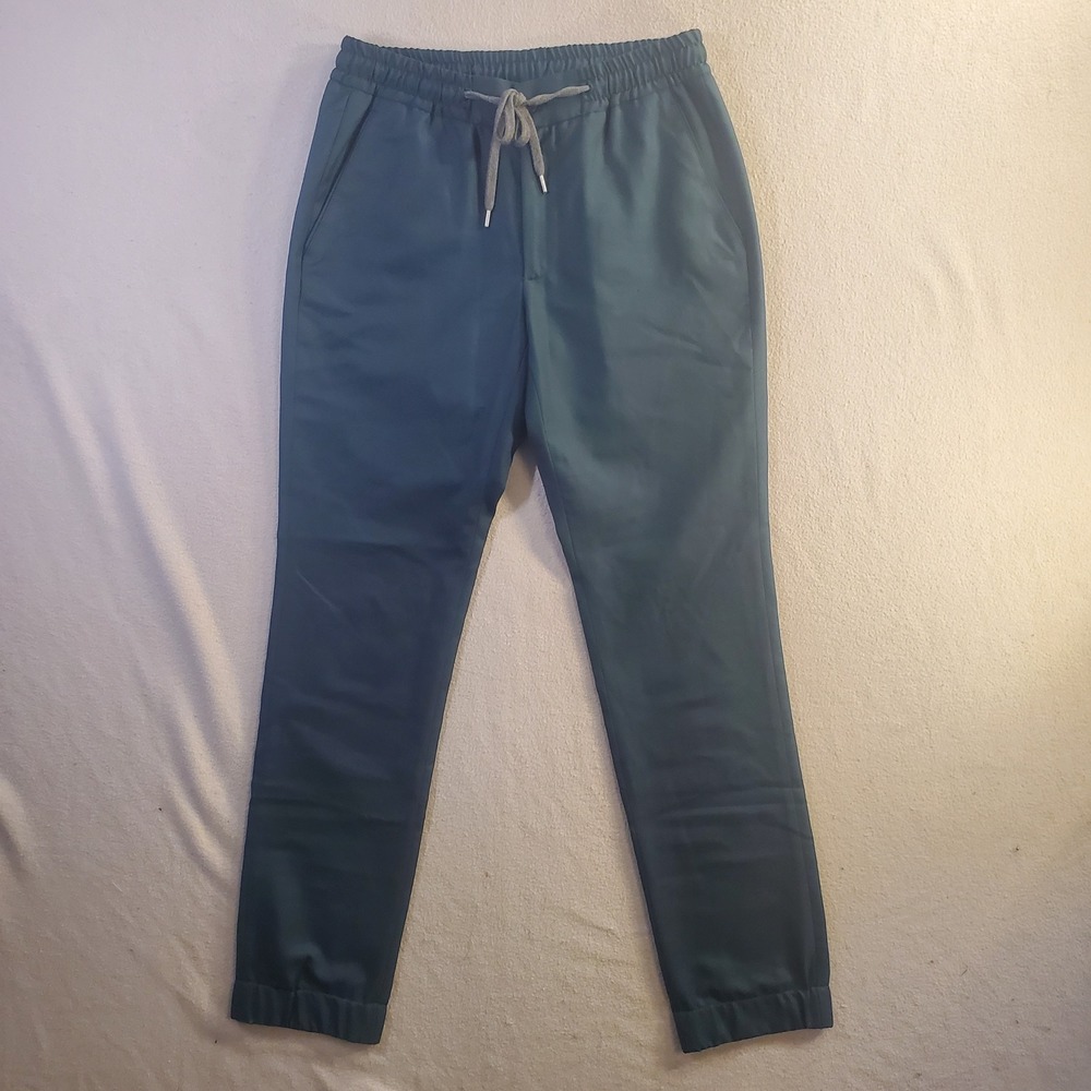 Johnstons of Elgin Italy Mens Teal Trousers Pants Drawstring Merino Wool 29x30